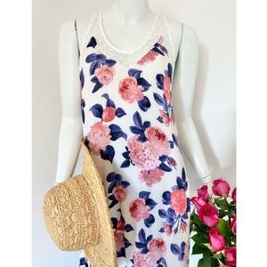 Pink + Blue Floral Sleeveless Dress